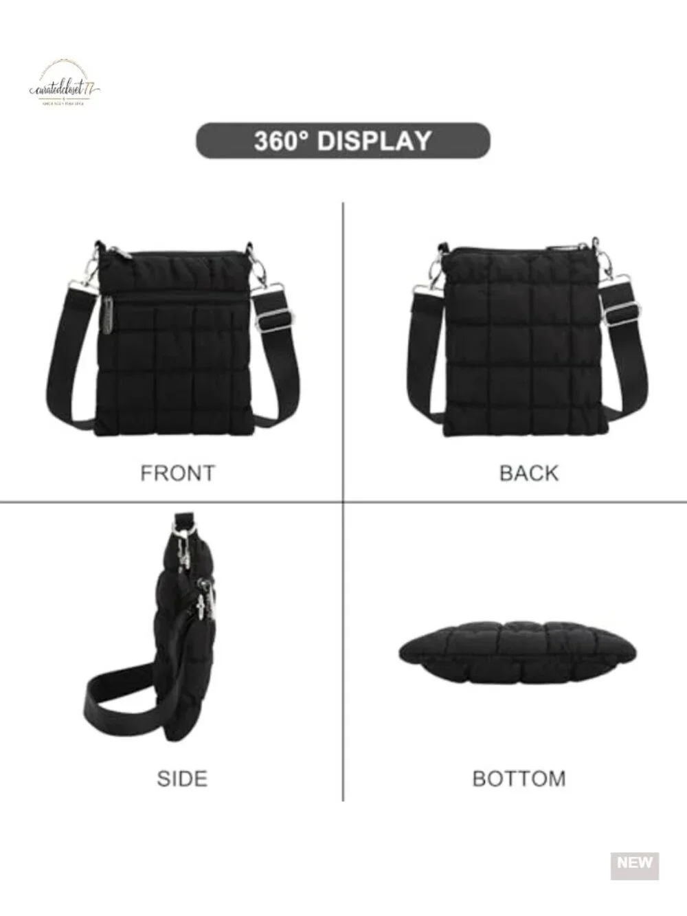 Mini Quilted Crossbody Bag with Adjustable Strap, Lightweight Puffer Purse,